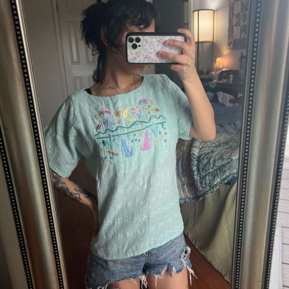 Vintage Whimsical Coyote Handmade Top
